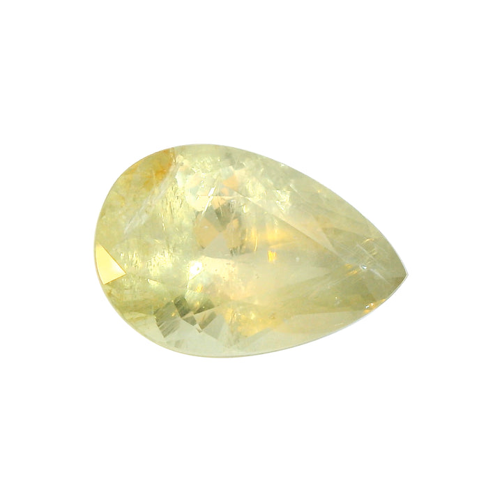 3.65ct Pear Shape Pastel Yellowish Green Sapphire