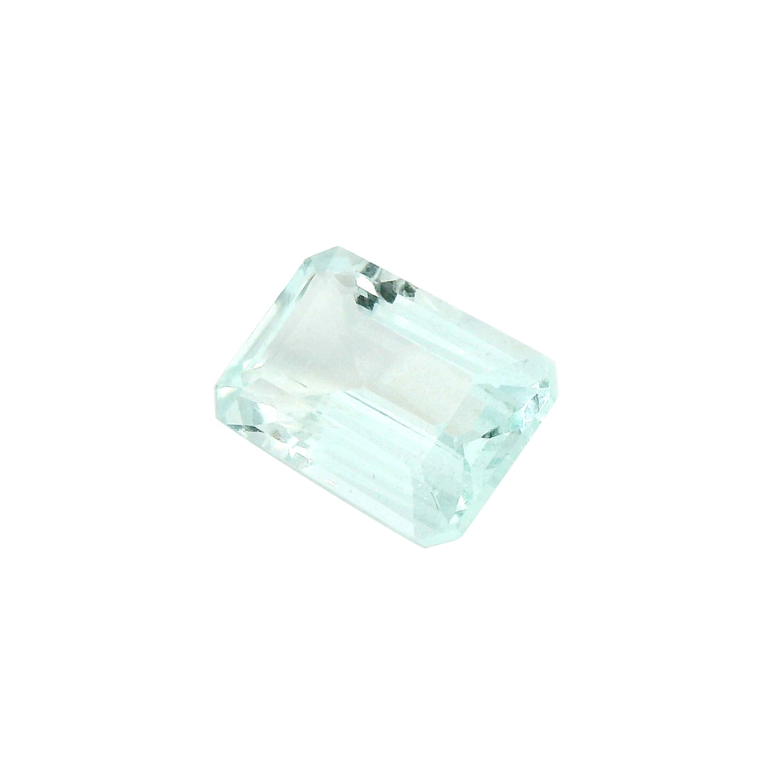 4.39ct Emerald Cut Light Greenish Blue Aquamarine