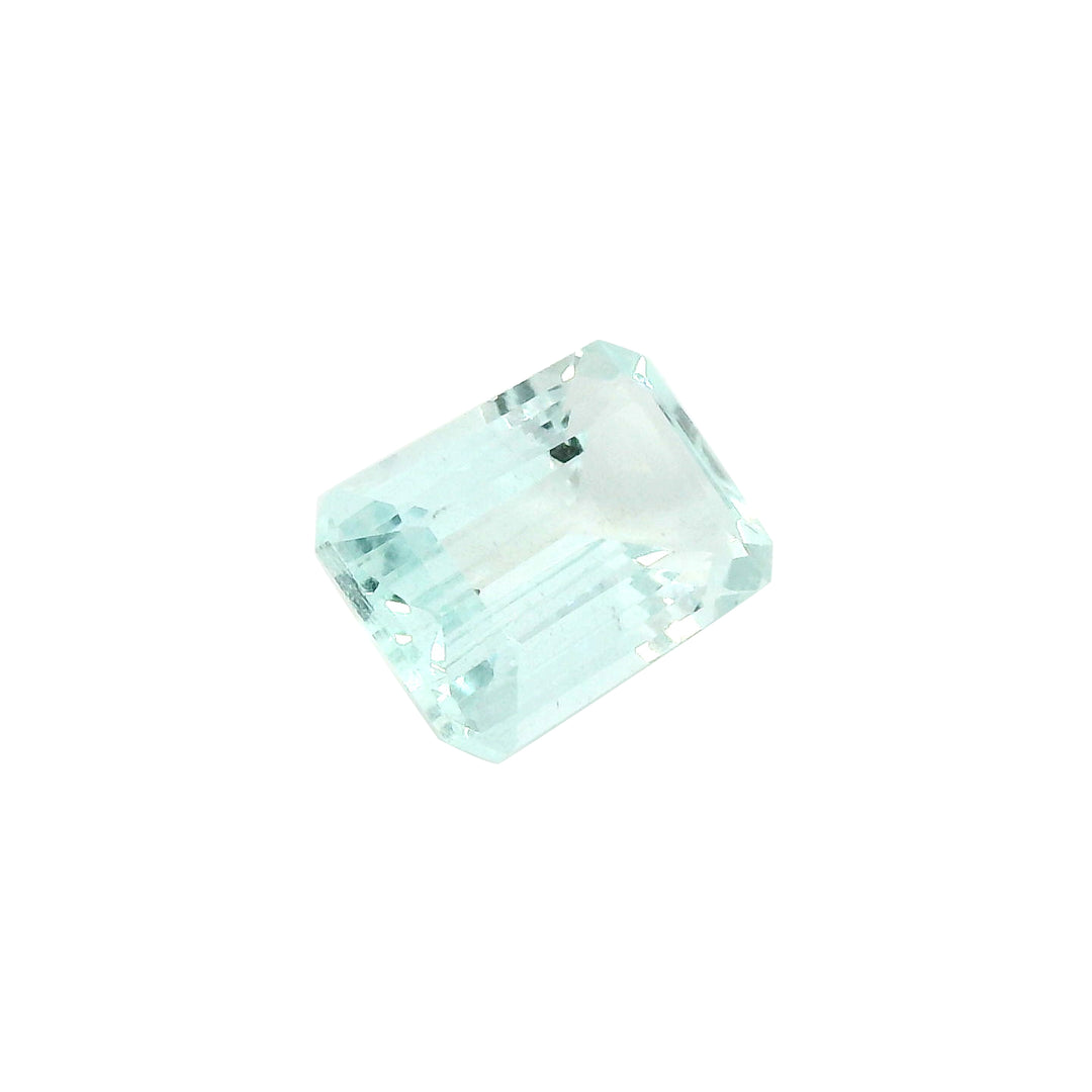 4.39ct Emerald Cut Light Greenish Blue Aquamarine