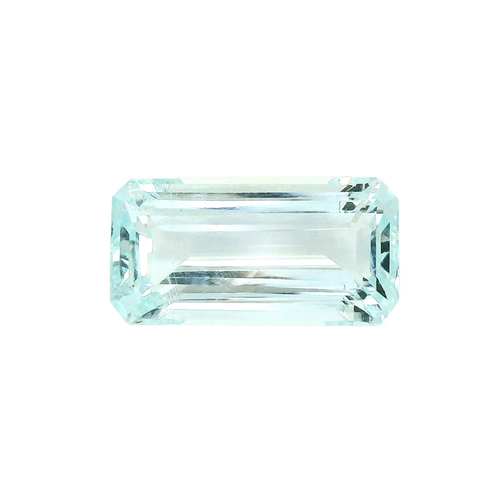 6.57ct Emerald Cut Light Greenish Blue Aquamarine