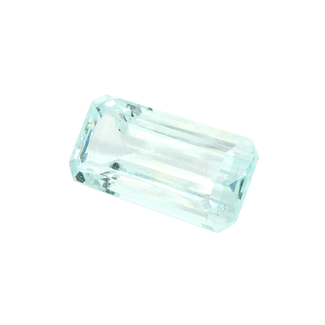 6.57ct Emerald Cut Light Greenish Blue Aquamarine