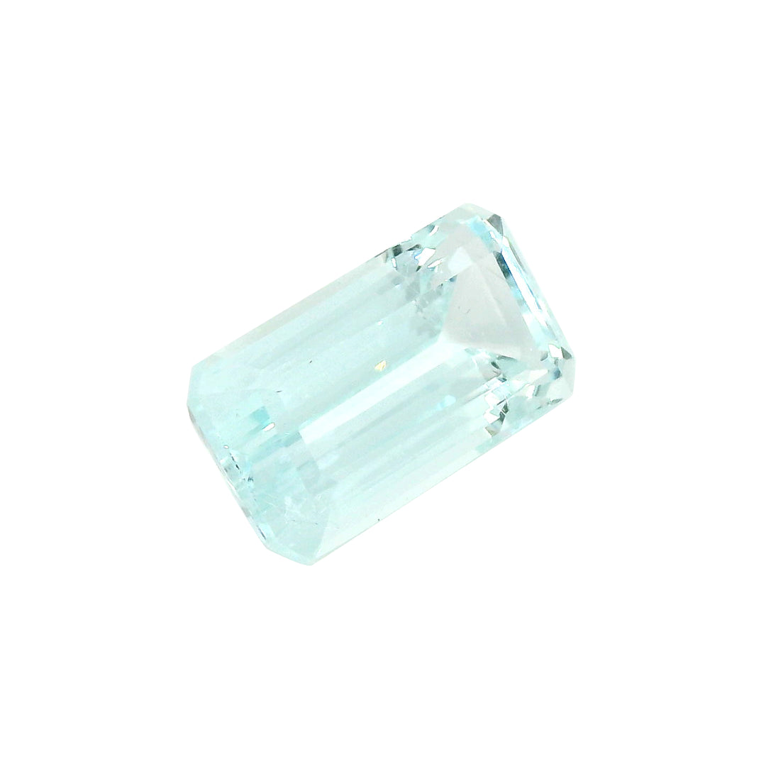 6.57ct Emerald Cut Light Greenish Blue Aquamarine