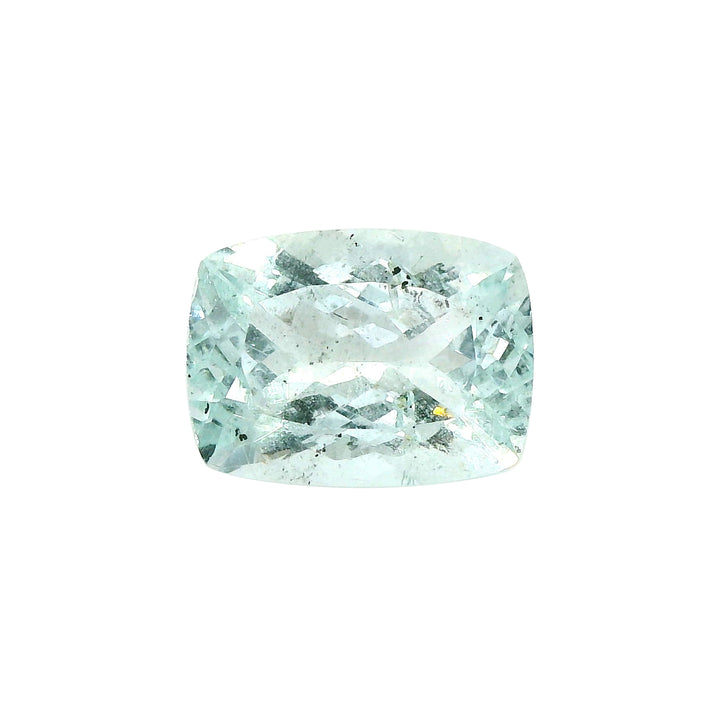 5.62ct Cushion Light Greenish Blue Aquamarine