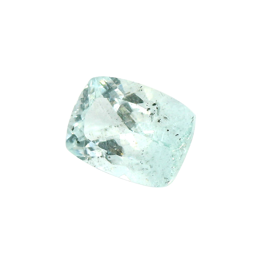 5.62ct Cushion Light Greenish Blue Aquamarine