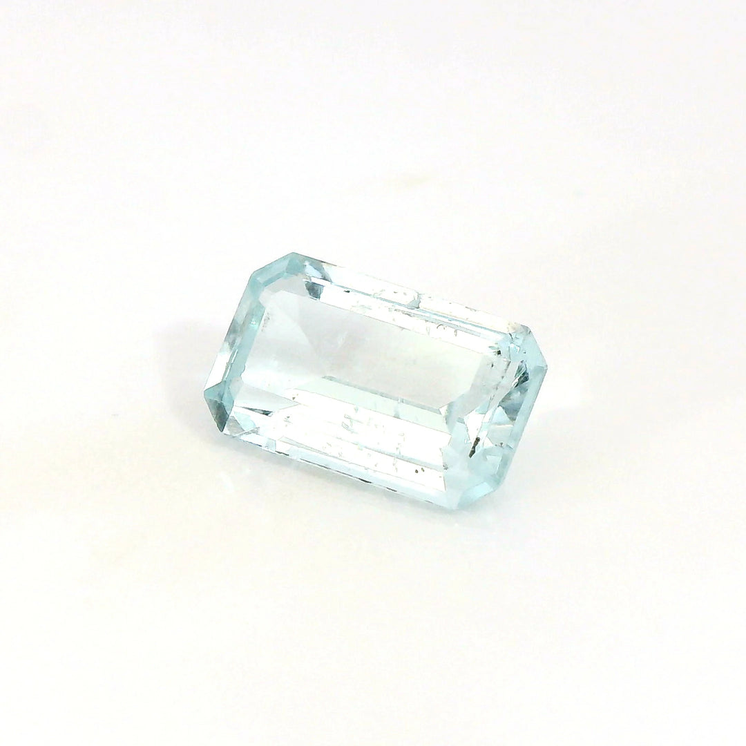 Lovely 1.58ct Emerald Cut Very Light Blue Aquamarine