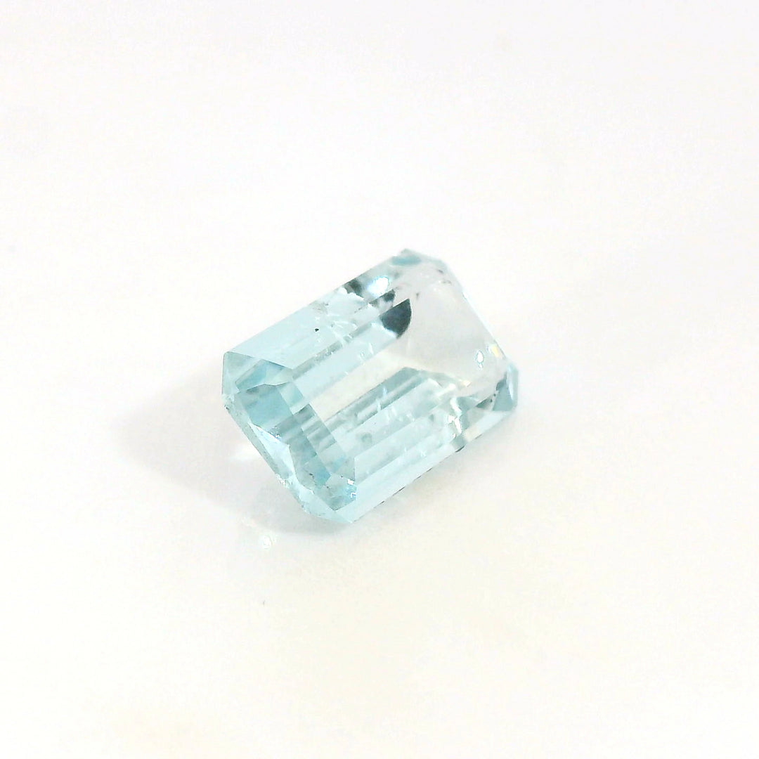 Lovely 1.58ct Emerald Cut Very Light Blue Aquamarine