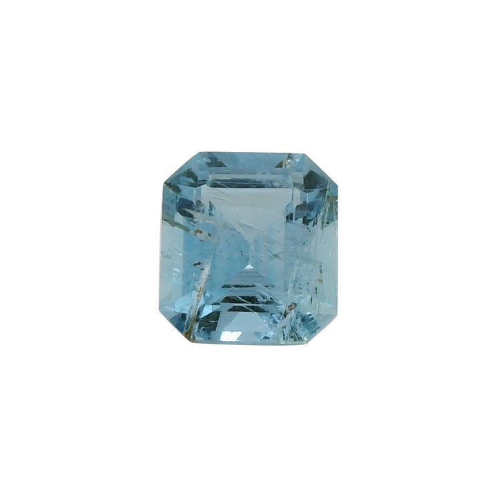 1.64ct Asscher Cut Vivid Greenish Blue Aquamarine