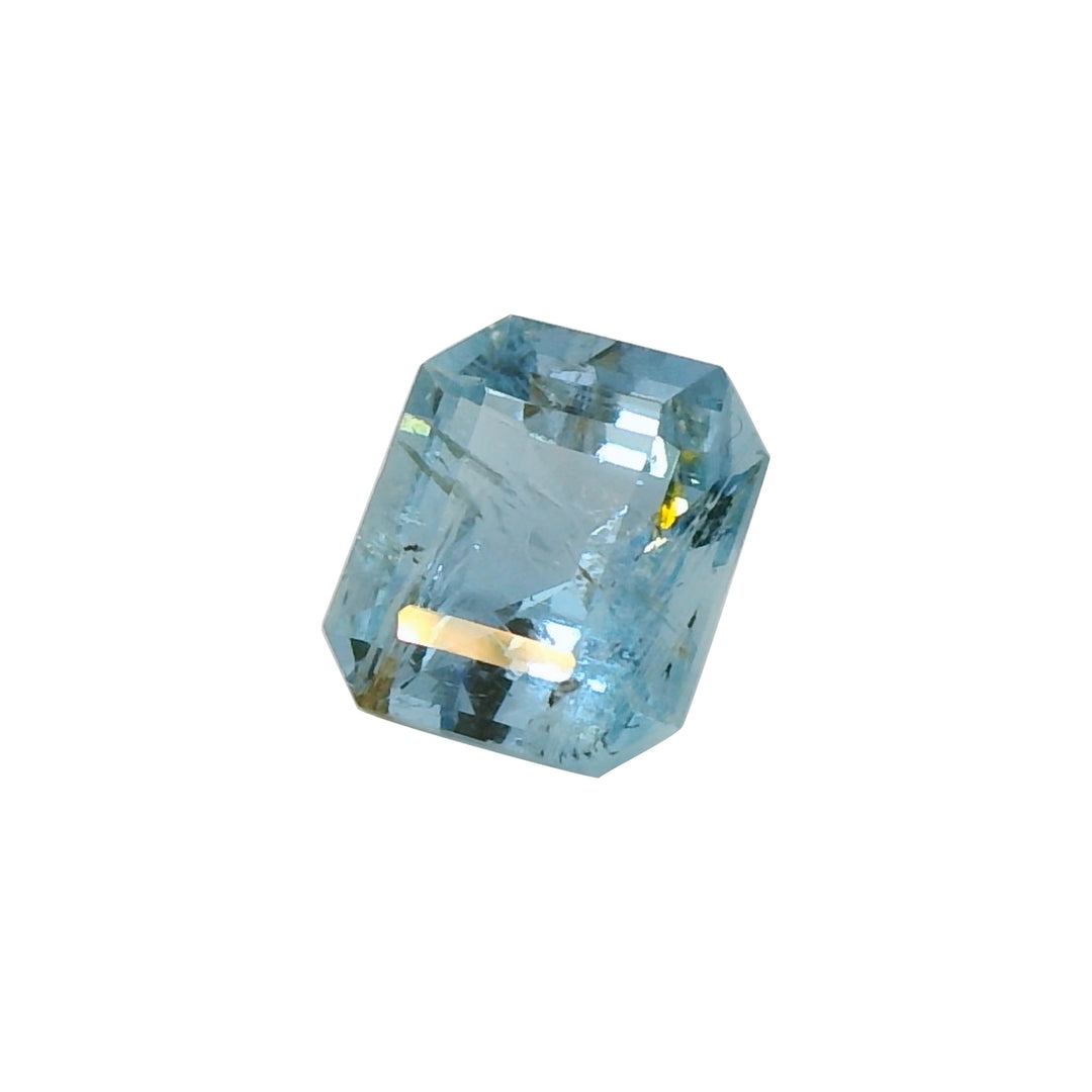 1.64ct Asscher Cut Vivid Greenish Blue Aquamarine