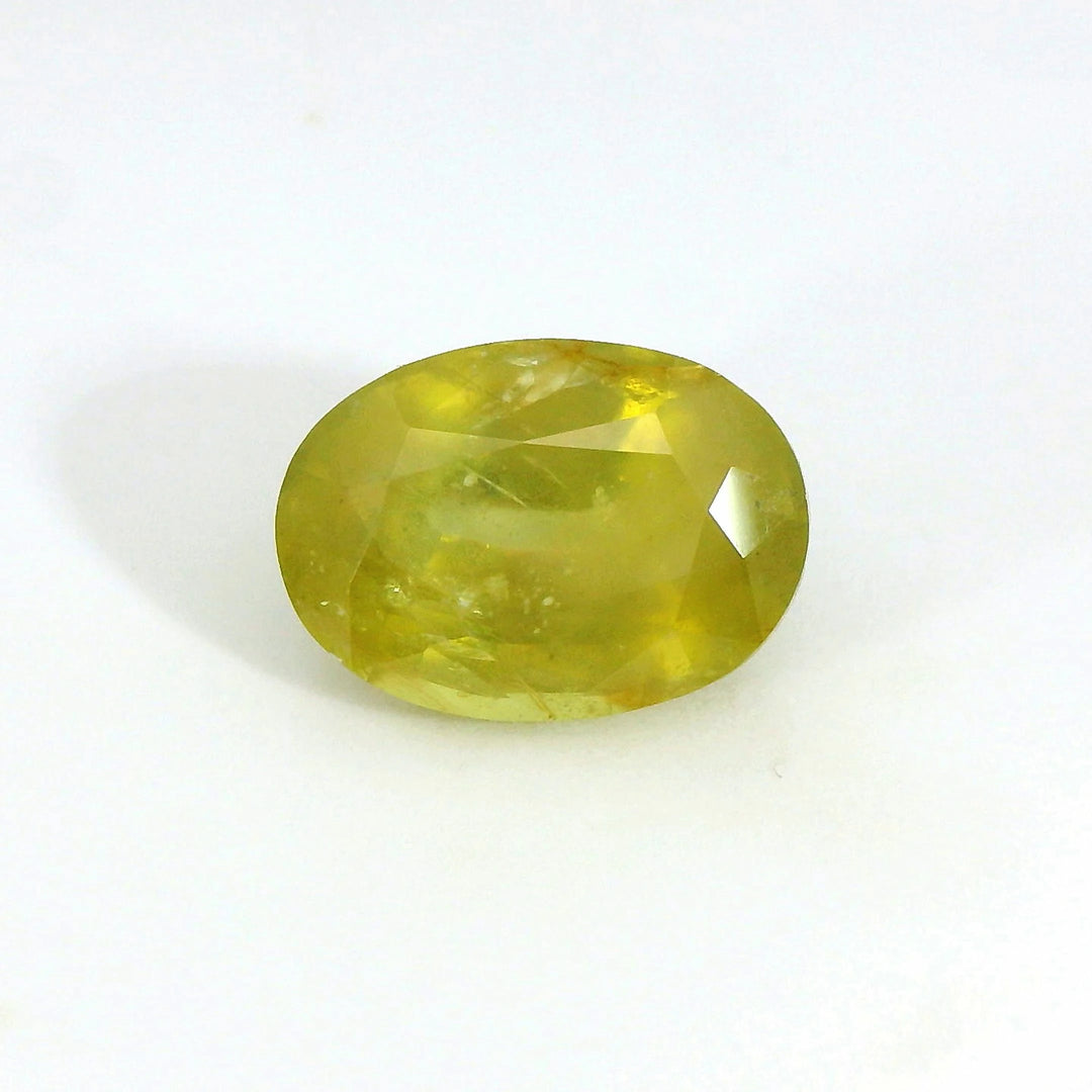 Radiant 5.07ct Oval Cut Greenish Yellow Sapphire