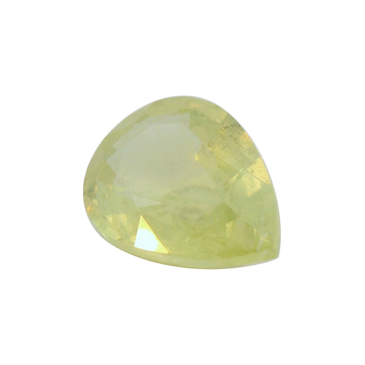 4.08ct Pear Shaped Light Greenish Yellow Sapphire