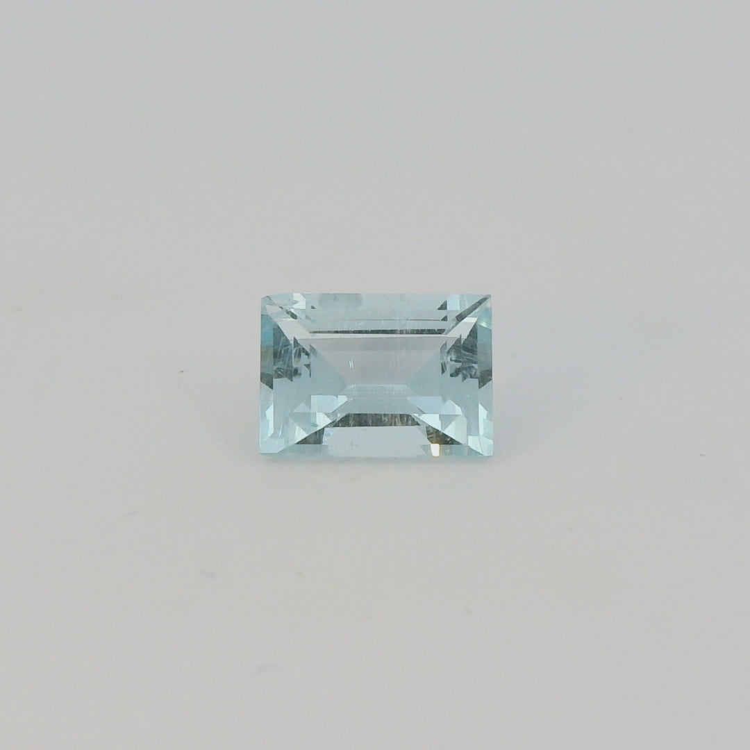 1.34ct Baguette Cut Vivid Greenish Blue Aquamarine