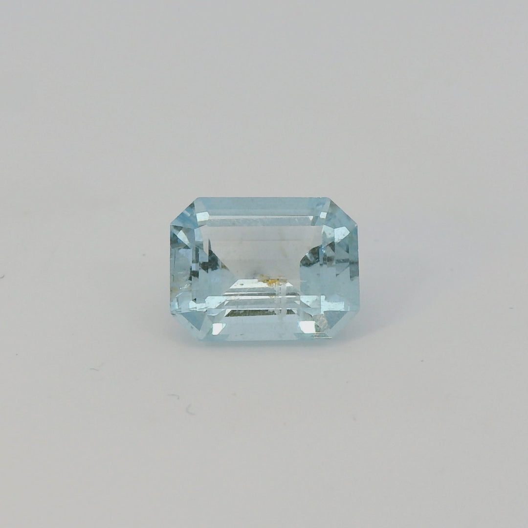 2.03ct Emerald Cut Vivid Greenish Blue Aquamarine