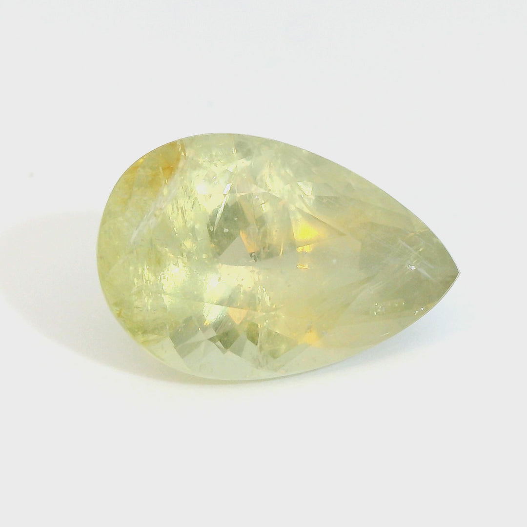 3.65ct Pear Shape Pastel Yellowish Green Sapphire