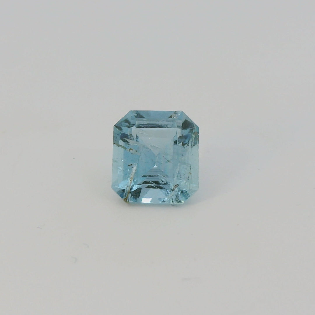 1.64ct Asscher Cut Vivid Greenish Blue Aquamarine