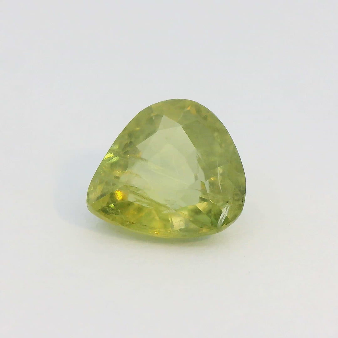 1.67ct Pear Shape Yellowish Green Sapphire